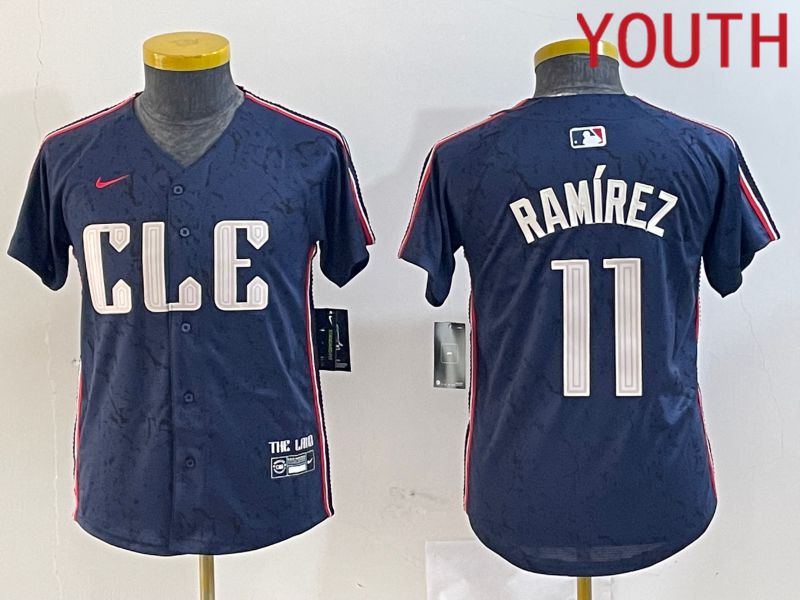 Youth Cleveland Indians 11 Ramirez Blue City Edition Nike 2024 MLB Jersey style 2